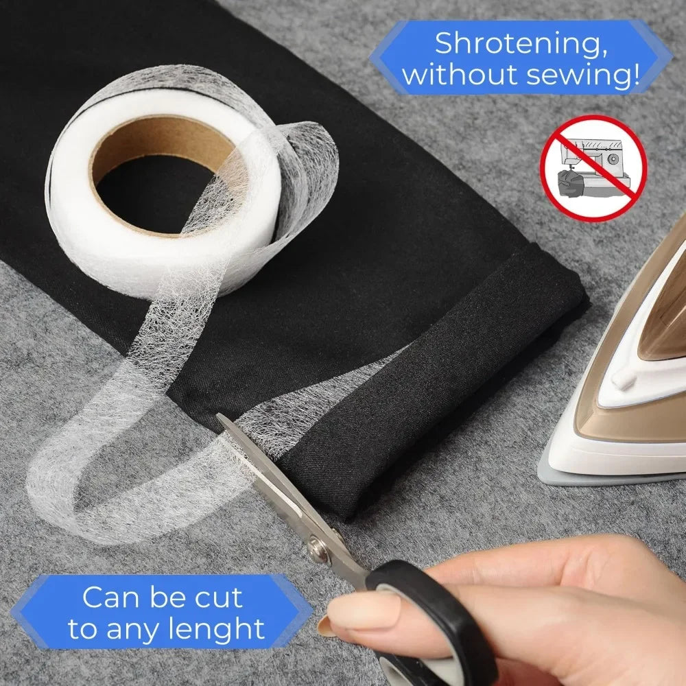 Self Adhesive Pants Hem Tape Iron DIY Jean Clothes Length Shorten for Hats Clothes Hot Melt Double-Sided Tape Sewing Tool -…