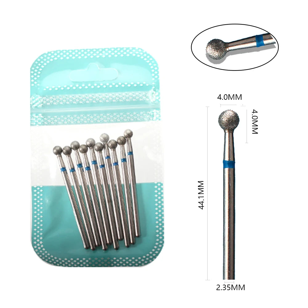 10pcs Diamond Milling Cutter Nail Drill Bits Set For Manicure Accessory Pedicure Eletric Machine Nail Bit Brush Burr Tools -…