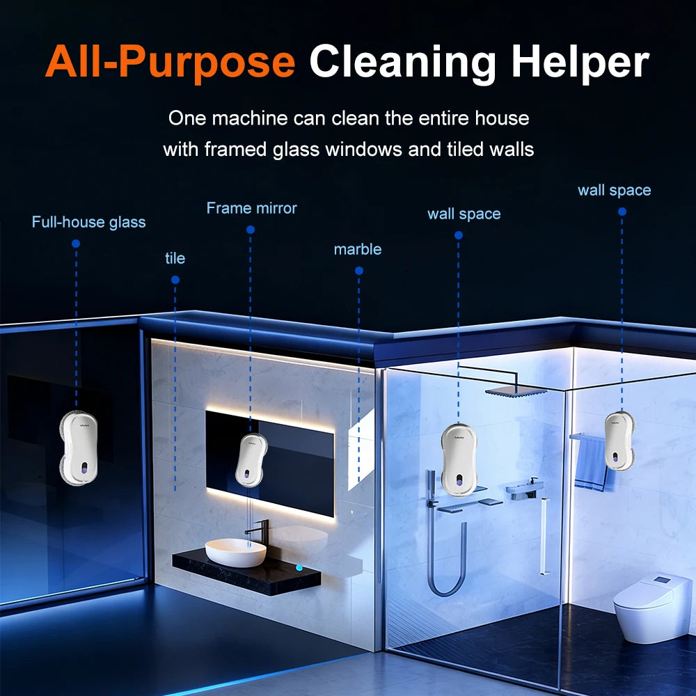 PuRuiKai Portable Window Cleaning Robot,Intelligent Cleaning with Dubbele Nozzle Water Sprayer, Remote Control - image 6