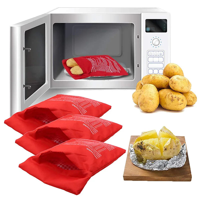 Microwave Potato Bag Reusable Express Microwave Potato Cooker Bag Baked Potato Cooker Perfect Potatoes 4 Minutes Red Baked P…