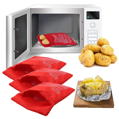 Microwave Potato Bag Reusable Express Microwave Potato Cooker Bag Baked Potato Cooker Perfect Potatoes 4 Minutes Red Baked P…