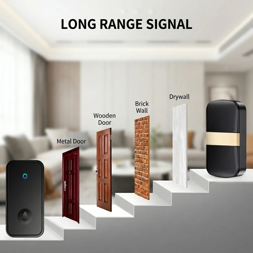 Battery Powered Wireless Smart Doorbell, 300M Remote Home Welcome Bell with 60 Chimes, No Socket Needed - image 6