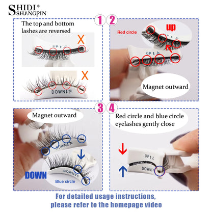 Hot 1 Pair Magnetic Eyelashes Handmade Fluffy Faux Mink Lashes Reusable Natural False Eyelashes and Magnetic Tweezers Set Ma…
