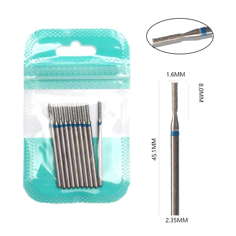 10pcs Diamond Milling Cutter Nail Drill Bits Set For Manicure Accessory Pedicure Eletric Machine Nail Bit Brush Burr Tools -…