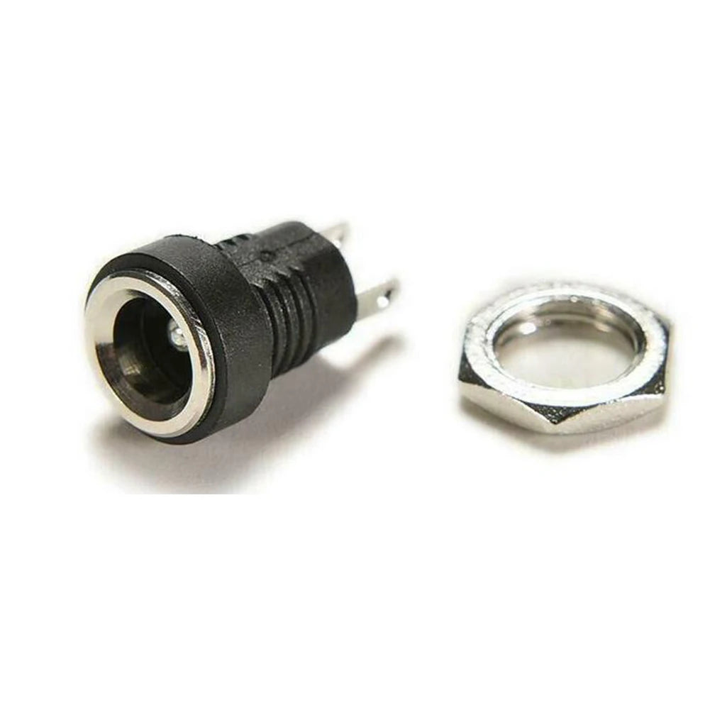 5 Pair DC 12V Male Female Socket Panel Mount Barrels Jack Plug Power Connector Female Jack Screw Nut Panel Mount Connector -…