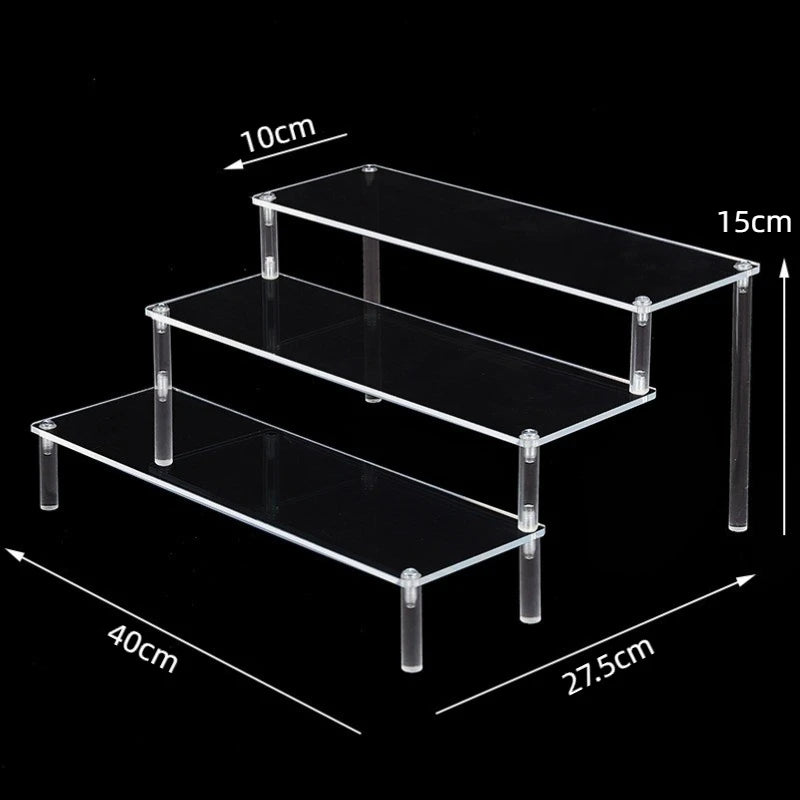 1-5 Tier Acrylic Display Stand Clear Display Riser Rack for Cupcake Perfume Doll Décor Organizer Amiibo Funko POP Figures DC…