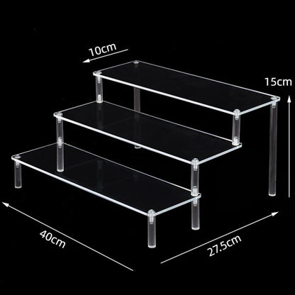 1-5 Tier Acrylic Display Stand Clear Display Riser Rack for Cupcake Perfume Doll Décor Organizer Amiibo Funko POP Figures DC…
