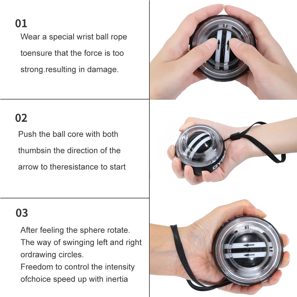 Self-Starting Wrist Gyro Ball Power Trainer Forearm Exerciser - Wrist Strengthening Device for Arm And Finger Muscle Trainin…