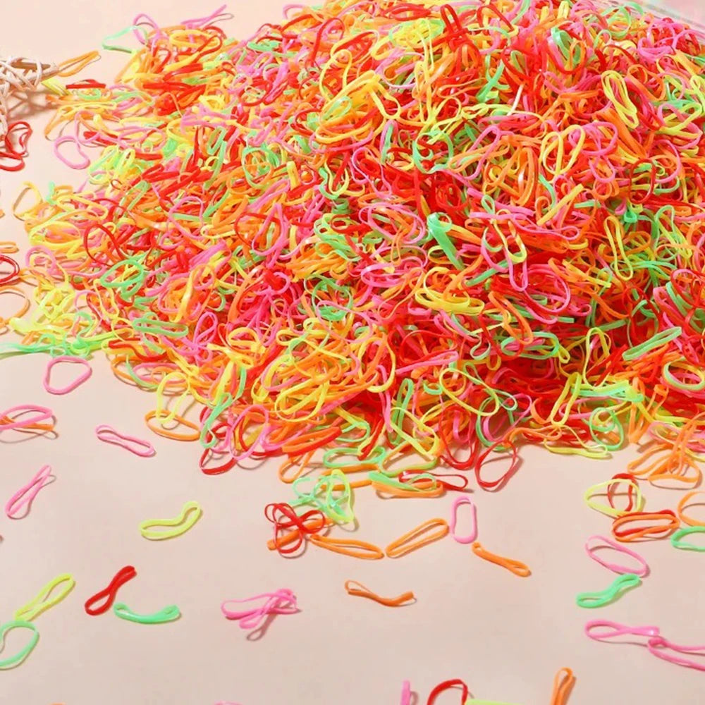 500/1000/2000pcs Girls Colourful Disposable Rubber Band Hair Ties Headband Children Ponytail Holder Bands Kids Hair Accessor…