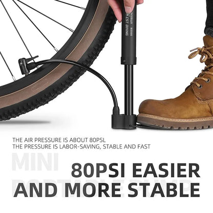 WEST BIKING MTB Bicycle Pump 80 PSI Bike Manual Air Pump Balloon Tire Inflator Schrader Valve Floor Pump Cycling Accesories…