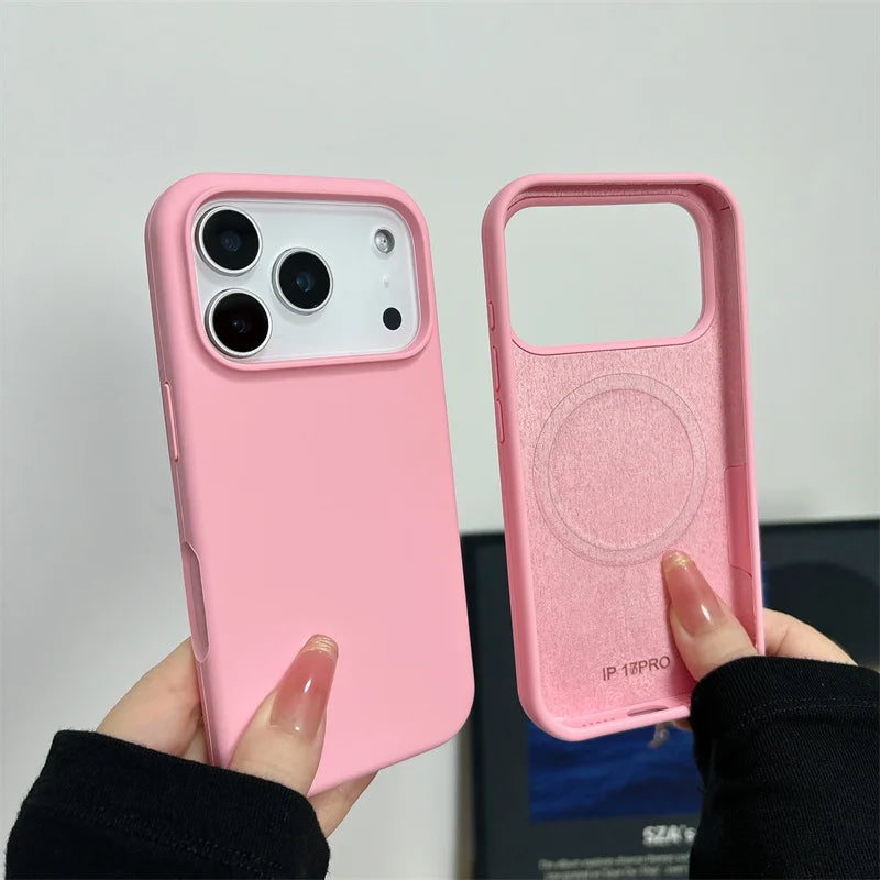 Magnetic Liquid Silicone Case for iPhone 17/17 Air/17 Pro/17 Pro Max For Magsafe Big Camera Hole Cover Shockproof Protective…