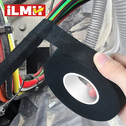 iLMH High Temperature Wire Harness Cloth Tape Automotive Cable Loom Heatproof Fabric Adhesive Tape, Engine Electrical Insula…