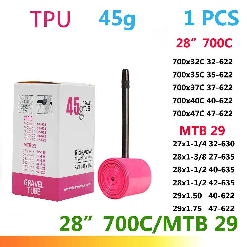 RideNow TPU Bike Inner Tube 700C 700x18 23 25 28 32 35 37 40 47C Road Bicycle Tire MTB Bike Camera 29x1.5 1.75 1.9 Pneu Aro…