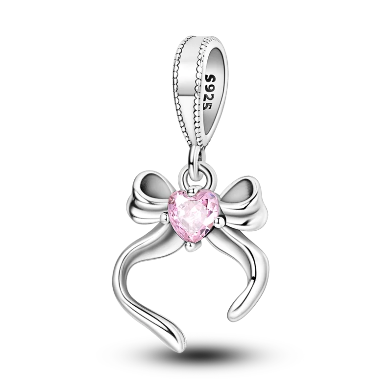 2026 Hot Sale Charms Bead 925 Sterling Silver Pink Butterfly Luminous Firefly Dangle Fit Bangle Bracelet Necklace DIY Jewelr…