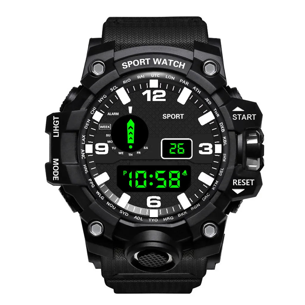 Fashion Men's Watch Sports Electronic Wristwatch Large dial Multifunctional Waterproof Luminous Alarm Kids Male's Military W…
