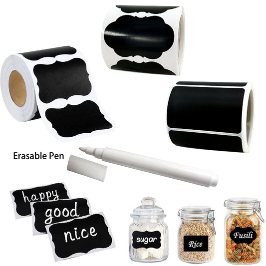 120Pcs/Roll 3 Styles Removable Blackboard Stickers With Erasable Pen Waterproof Chalkboard Labels 1.4*2.2in for Home & Kitch…