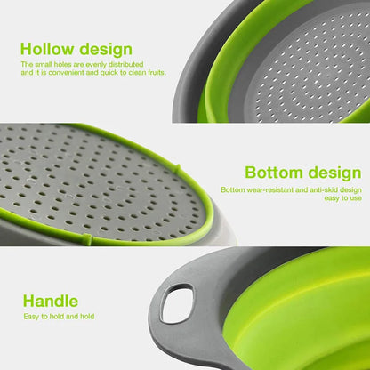 Silicone Vegetable and Fruit Cleaning and Drainage Basket Cleaning Basket 1PCS Folding Water Filter Net Kitchen Gadgets - im…