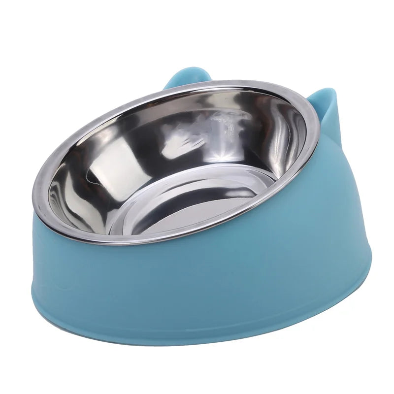 1/2/5pcs Cat Bowl Creative Inclined Kitten Puppy Food Feeding Bowls Stainless Steel Cats Drinking Feeder Pet Dogs Cats Feede…
