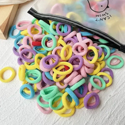 50/100Pcs Colorful Basic Nylon Ealstic Hair Ties for Girls Ponytail Hold Scrunchie Rubber Band Kid Fashion Hair Accessories…
