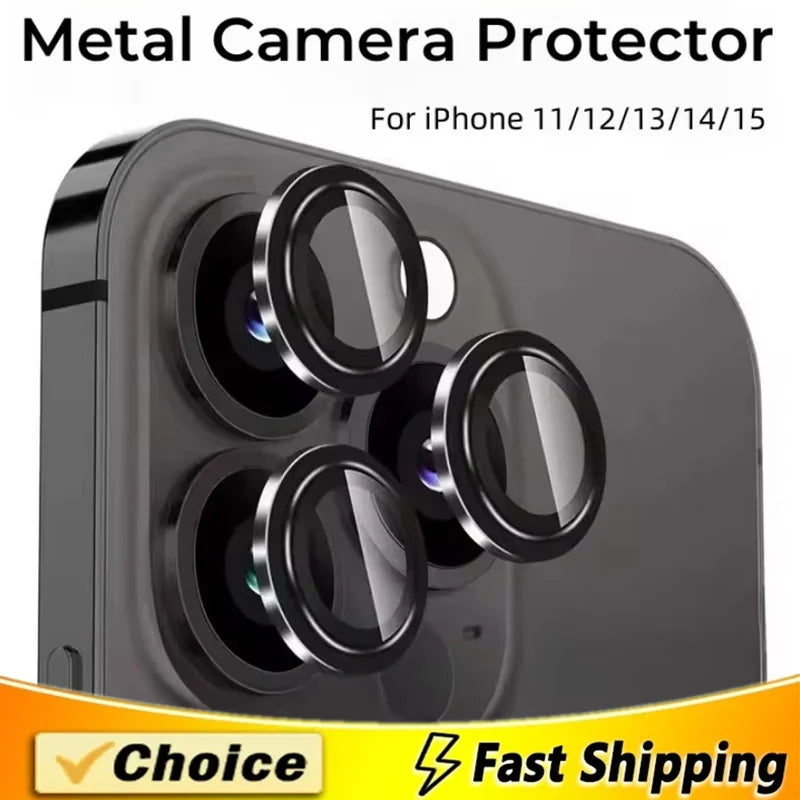 3Pcs Metal Lens Protector Glass For iPhone 15 13 12 11 14 Pro Max Back Camera Lens Protection Film For iPhone 13 Mini 14 15…