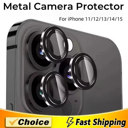 3Pcs Metal Lens Protector Glass For iPhone 15 13 12 11 14 Pro Max Back Camera Lens Protection Film For iPhone 13 Mini 14 15…
