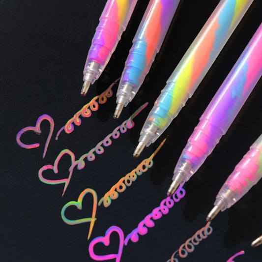 6pcs Glitter Gel Highlighter Pens Set - 1.2mm Vibrant Colors, Smooth Writing, Perfect for Journals, DIY Crafts, Greeting Car…