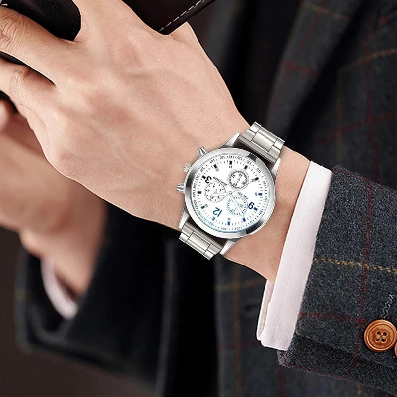 1/2PCS Men Business Watches Fashion Men's Steel Band Quartz Watch with Bracelet（Box not Included） - image 3