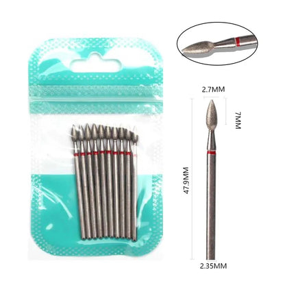 10pcs Diamond Milling Cutter Nail Drill Bits Set For Manicure Accessory Pedicure Eletric Machine Nail Bit Brush Burr Tools -…