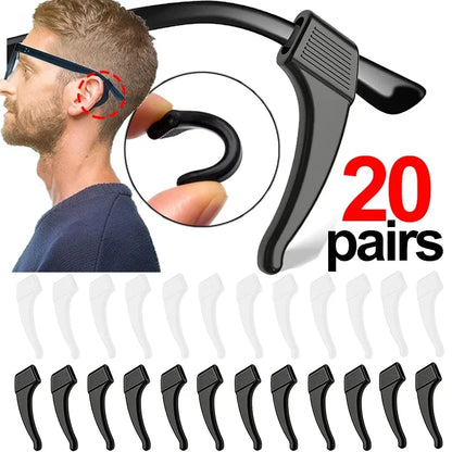 2/40pcs Silicone Ear Hook Anti-slip Glasses Leg Ear Sleeve Bracket Fastener Sunglasses Accessories Grip Anti-fall Eyewear Ho…