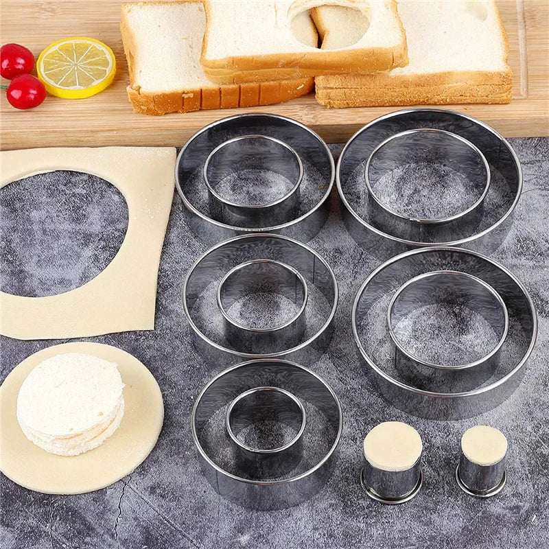 5PCS Round Stainless Steel Biscuit Mold Dumpling Skin Cutting Mold DIY Biscuit Pastry Cake Baking Tools Kitchen Baking Gadge…