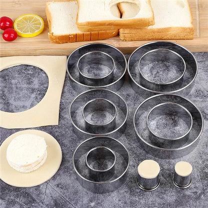 5PCS Round Stainless Steel Biscuit Mold Dumpling Skin Cutting Mold DIY Biscuit Pastry Cake Baking Tools Kitchen Baking Gadge…