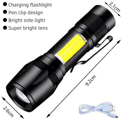 2000LM Ultra Bright P50 LED Flashlight Tactical EDC Emergency Spotlight Telescopic Zoom Handheld Torch with 14500/18650 Batt…