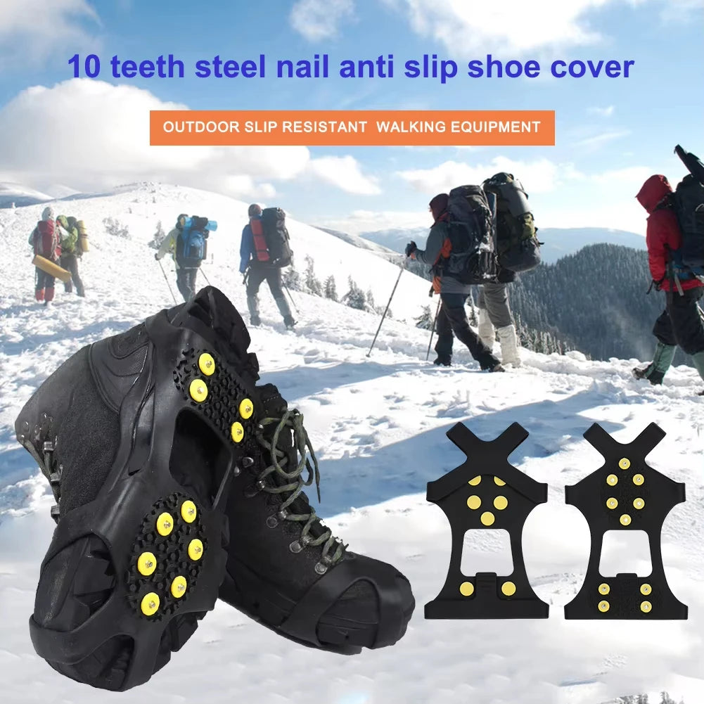 Outdoor Snow Claw Shoe Covers for Men and Women 10 Teeth Rock Climbing Crampons Non-Slip Climbing Cleats Hiking Accessories…