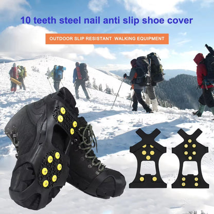 Outdoor Snow Claw Shoe Covers for Men and Women 10 Teeth Rock Climbing Crampons Non-Slip Climbing Cleats Hiking Accessories…