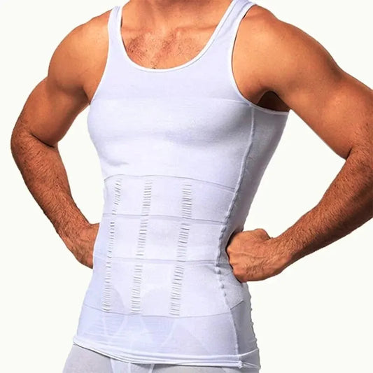YBFDO Men Body Shaper Slimming Compression Vest Undershirt Seamless Waist Trainer Tank Top Belly Control Weight Loss Shapewe…