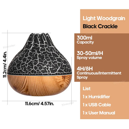Volcano Air Humidifier 300ml Desktop USB Water Mist Diffuser Purifier Air Freshener Nebulizer with Colorful Ambient Night Li…