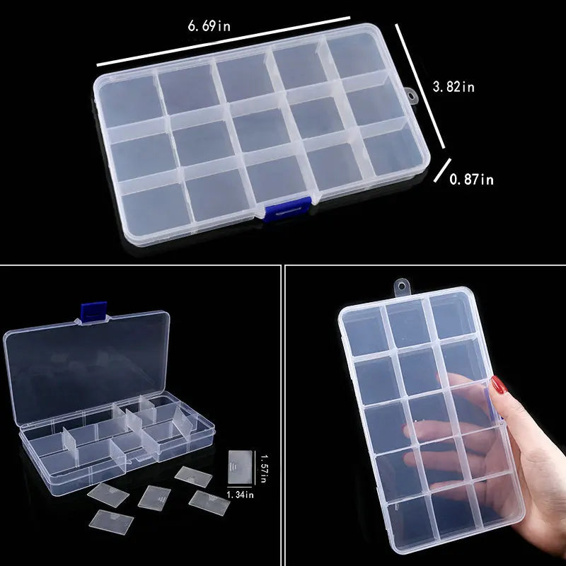 Transparent Plastic Storage Jewelry Box Compartment Adjustable Container For Beads Earring Box For Jewelry Rectangle Box Cas…