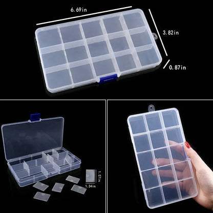 Transparent Plastic Storage Jewelry Box Compartment Adjustable Container For Beads Earring Box For Jewelry Rectangle Box Cas…