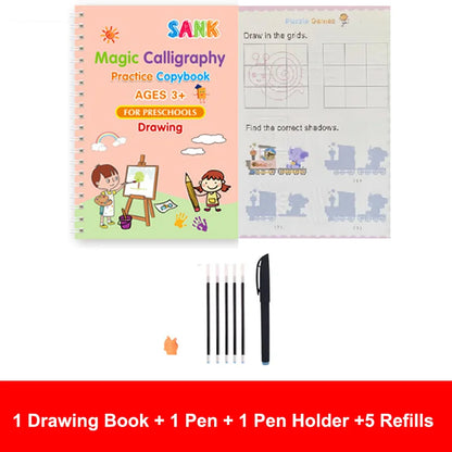Sank Magic Practice Copybook Pen Preschools Kids Calligraphy English Verison Free Wiping Children Reusable Writing Book - im…