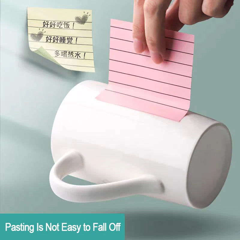 200sheets Line Sticky Notes 4 Colors Portable Student Note Marker Writing Sticky Notes Self-Adhesive Easy To Apply Notepad -…