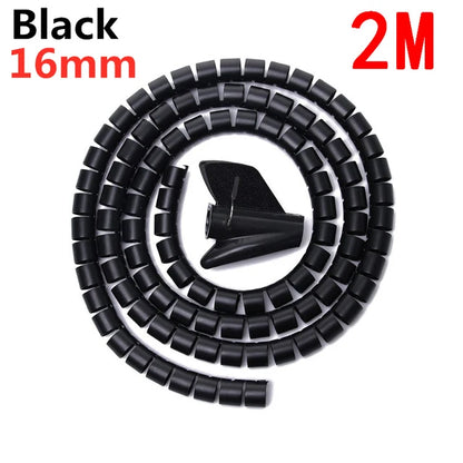 2M/1M Flexible Spiral Cable Wire Protector Cable Organizer Computer Cord Protective Tube Clip Organizer Management Tools 16/…