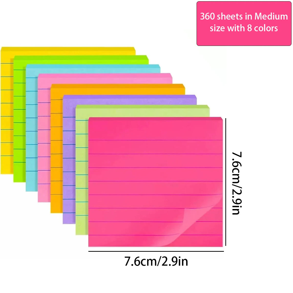 200sheets Line Sticky Notes 4 Colors Portable Student Note Marker Writing Sticky Notes Self-Adhesive Easy To Apply Notepad -…