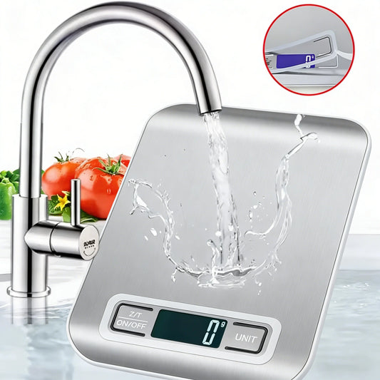 Digital Kitchen Scale 10/5kg-1g LED Display Stainless Steel Panel Electronic Scales for Home Food Snacks Weighing Baking Too…