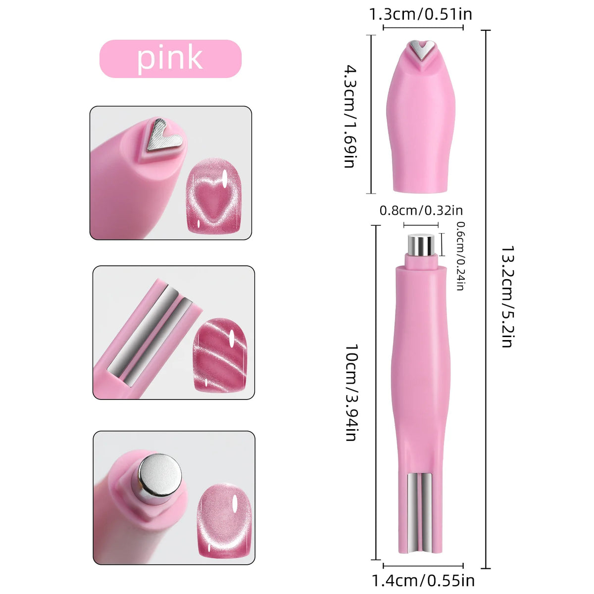 1Pcs 3-In-1 Heart Shape Cat Eye Nail Art Magnet Double Line Moon Snake French Magnet Pen for Magnetic Gel Polish Manicure To…