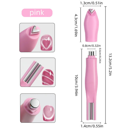 1Pcs 3-In-1 Heart Shape Cat Eye Nail Art Magnet Double Line Moon Snake French Magnet Pen for Magnetic Gel Polish Manicure To…