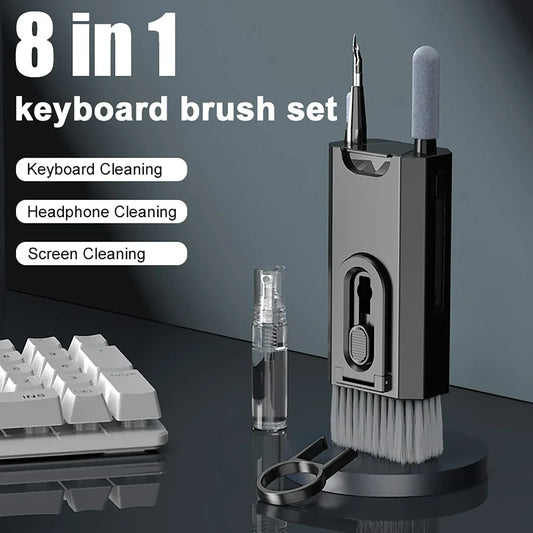 8 in 1 Cleaning Kit Computer Keyboard Cleaner Brush Earphones Cleaning Pen For Headset IPad Phone Cleaning Tools Keycap Pull…