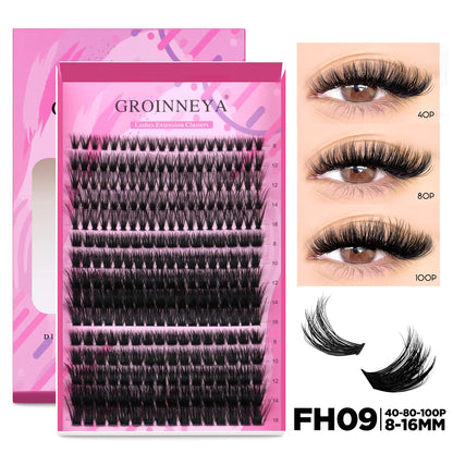 GROINNEYA DIY Lash Extension Kit Individual Lashes Cluster Mix Eyelashes Full Set Lashes Kit with Lash Bond and Seal At Home…