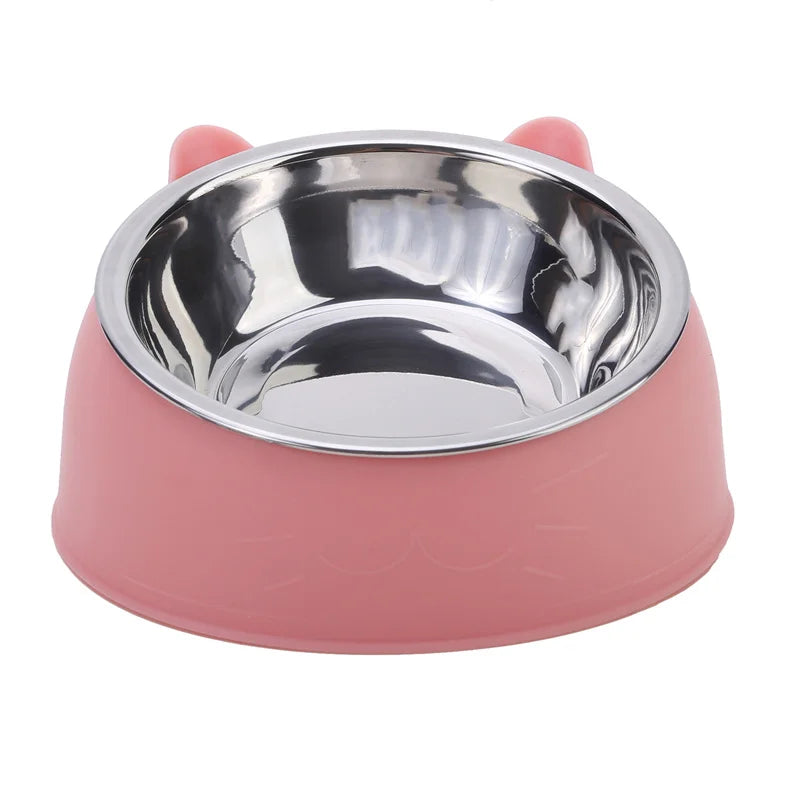 1/2/5pcs Cat Bowl Creative Inclined Kitten Puppy Food Feeding Bowls Stainless Steel Cats Drinking Feeder Pet Dogs Cats Feede…