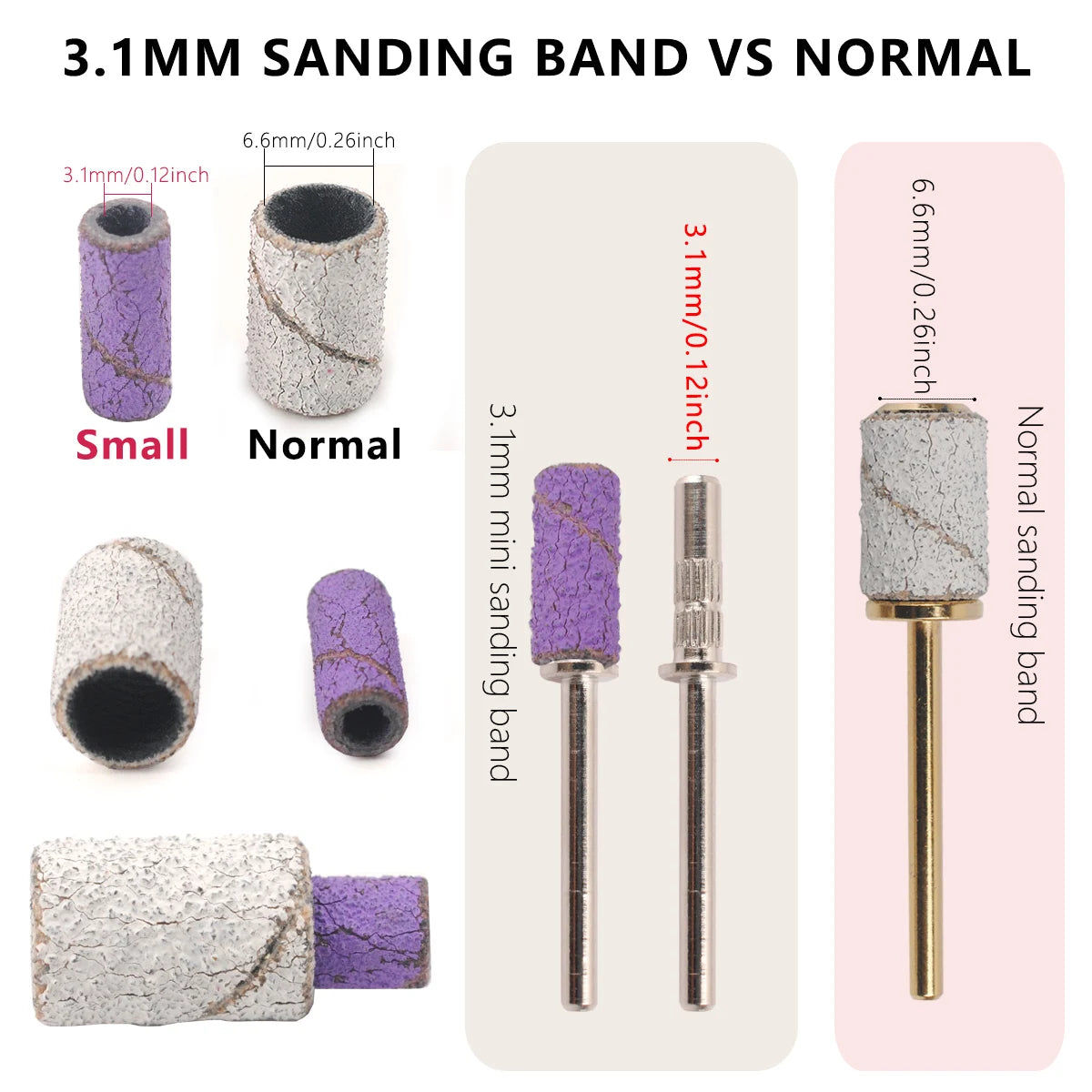 100pcs 3.1mm Mini Sanding Bands Kits Nail Drill Bits Mandrel Sets Electric Manicure Accessories Tool Dead Skin Remover - ima…