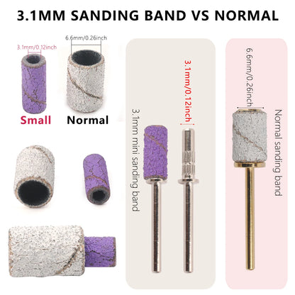 100pcs 3.1mm Mini Sanding Bands Kits Nail Drill Bits Mandrel Sets Electric Manicure Accessories Tool Dead Skin Remover - ima…